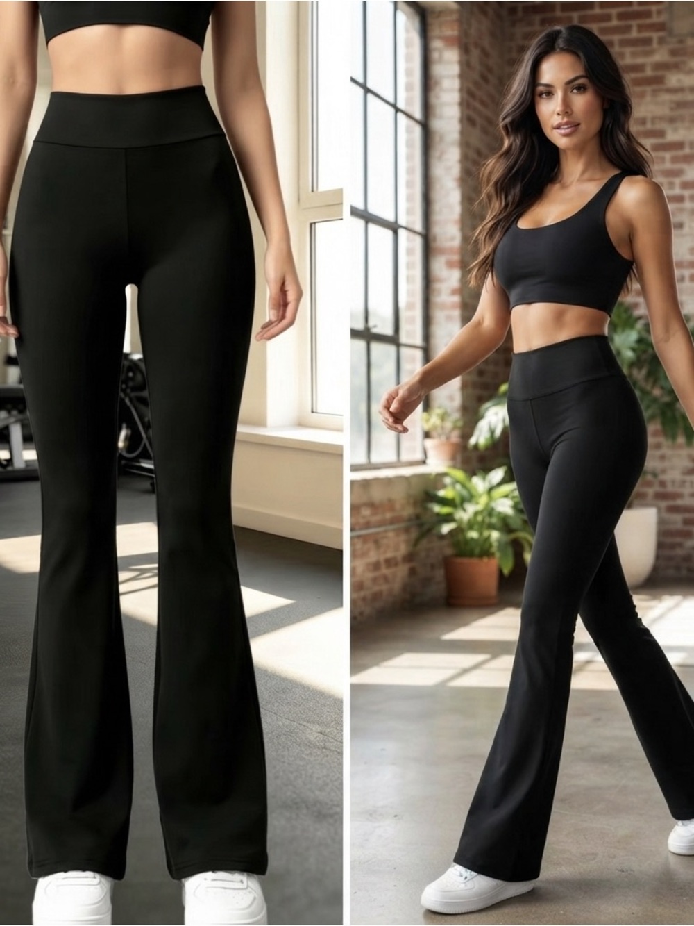 High-Rise Black Flare Leggings — Sleek Workout & Everyday Wear